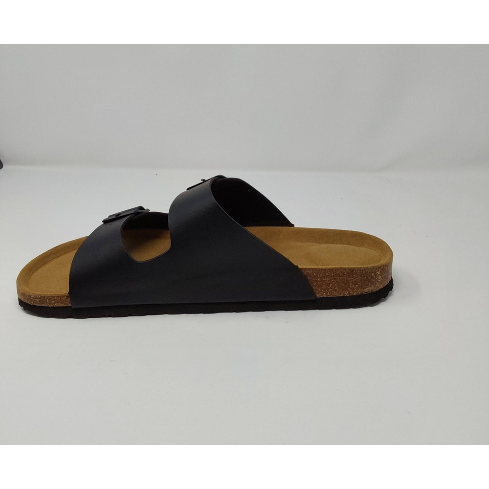 SUFU Black Nappa Leather Double Strap Sandals Men's Size 13 Cork Footbed NIB - Picture 11 of 16